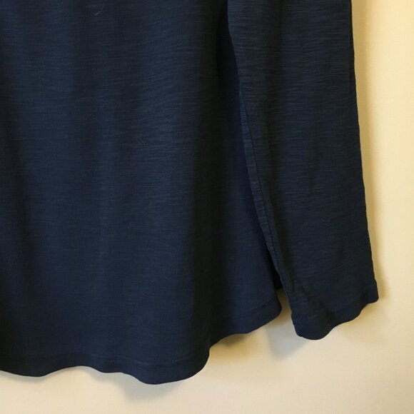 100% Cotton Bleu Gray Lace Shoulder 1/4 Button Down Dark Blue Top - XL - Picture 4 of 16